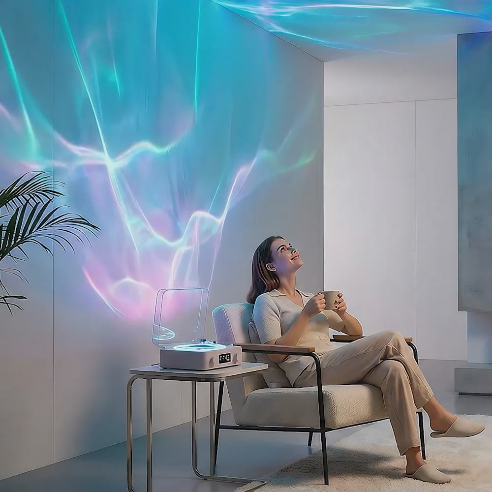 Załaduj wideo: Lumi Retro – głośnik z projektorem świetlnym